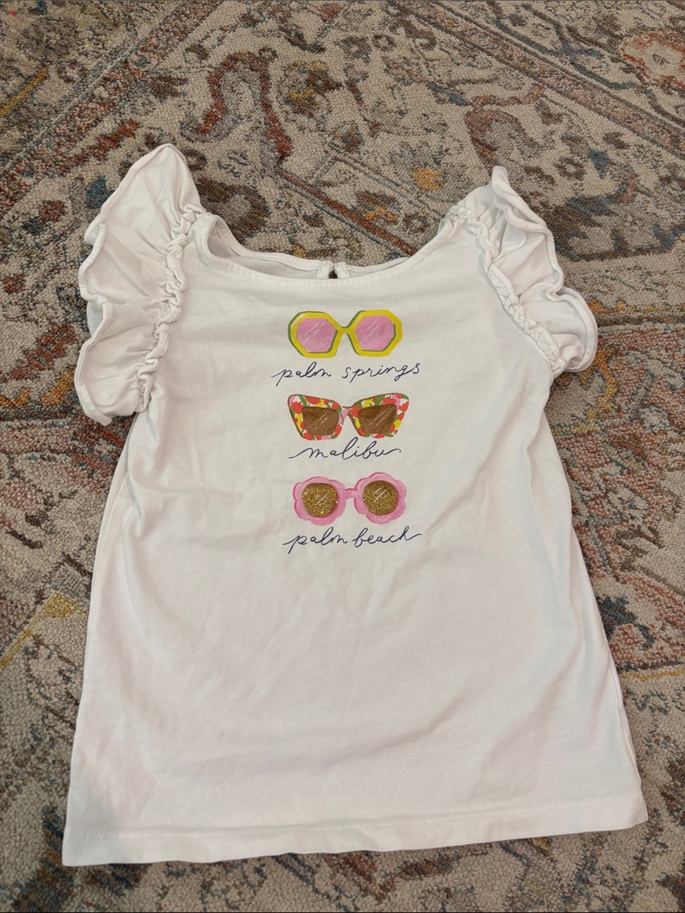 Janie and Jack White Short-Sleeve Tee with Sunglasses Graphic